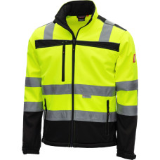 Nitras MOTION TEX VIZ, labi redzama softshell jaka, neona dzeltena/melna, EN ISO 13688, EN ISO 20471