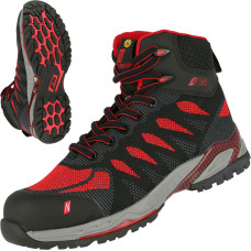 Nitras PRO STEP MID, S1 P drošības zābaki, pusaugsti, melns/sarkans , EN ISO 20345, EN 61340-4-3, DGUV noteikums 112-191