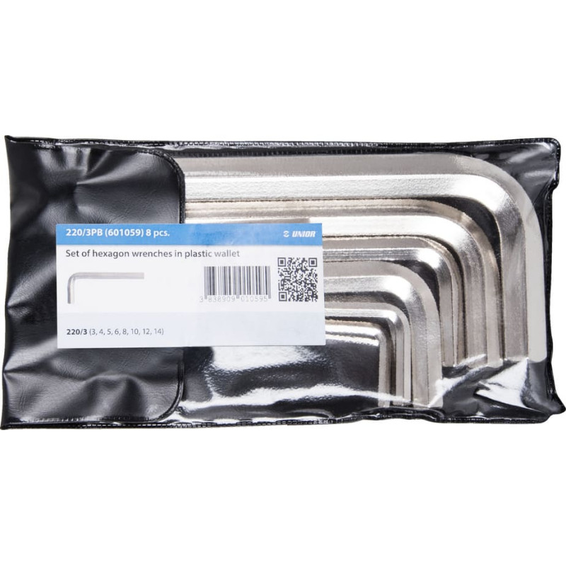 Unior 220/3PB L-veida seškantatslēgu komplekts plastmasas makā 3 - 19/10