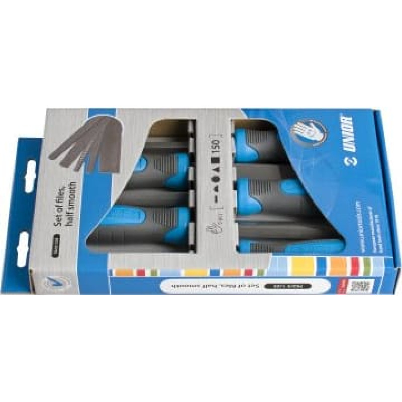 Unior 762/5 1/2S Komplekts Vīles, half smooth kartona kastē 150 /5