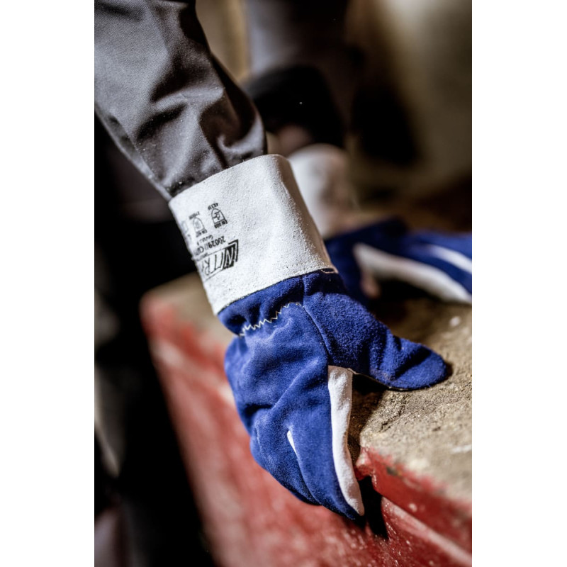 Nitras CUT F, aizsargcimdi pret griezumiem, pelēks/zils, EN 388, EN 409