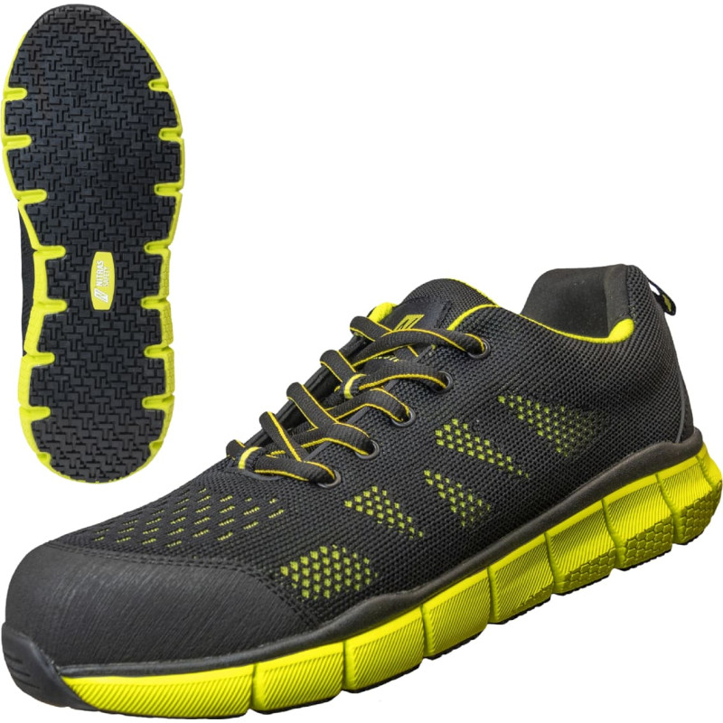 Nitras SONIC STEP, drošības apavi, S1P, izturīgs tekstilmateriāls, melns / laima, izturīga EVA / nitrila zole, melna / laima (krāsas kods: 1042), EN ISO 20345, EN 61340-4-3, DGUV noteikums 112-191