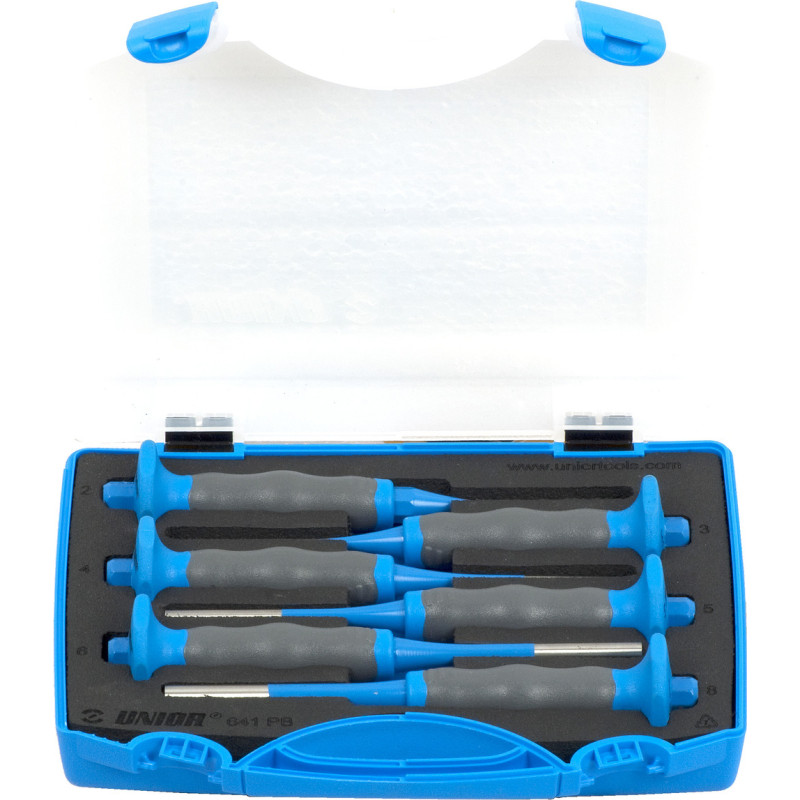 Unior 641/6HSPB Komplekts pin Izsitēji with handle plastmasas kastē 2-8/6