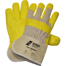 Nitras UNIVERSAL, mākslīgās ādas cimdi, dabīgā krāsa/dzeltens, EN 388