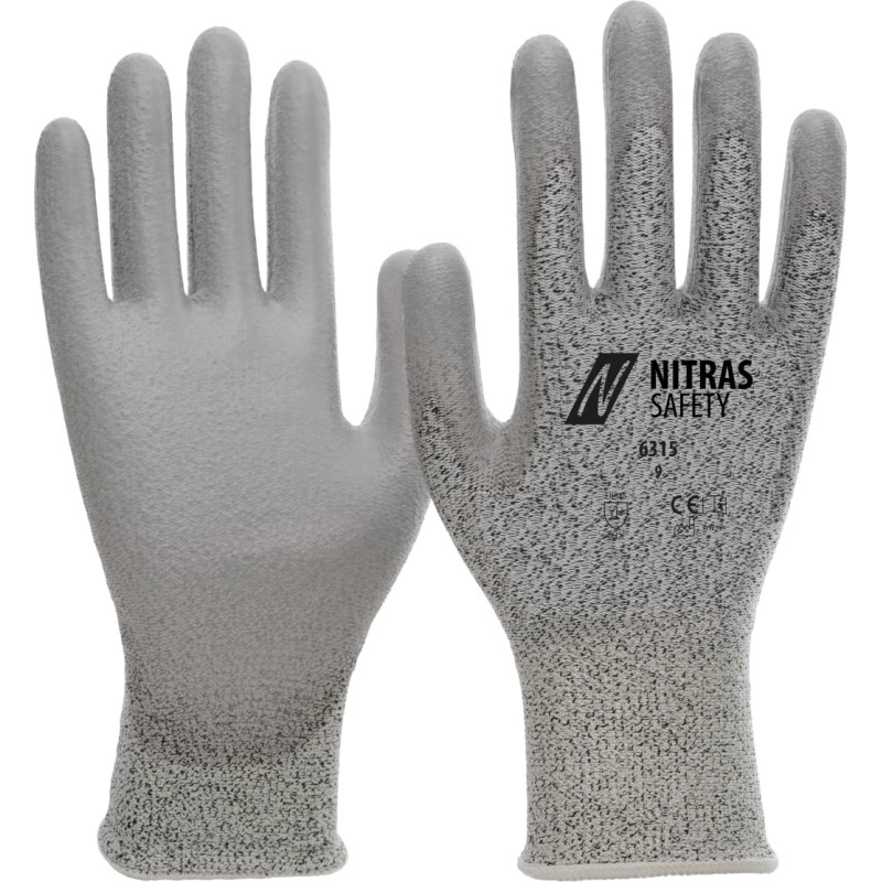 Nitras griezuma aizsargcimdi, pelēki/pelēki, EN 388