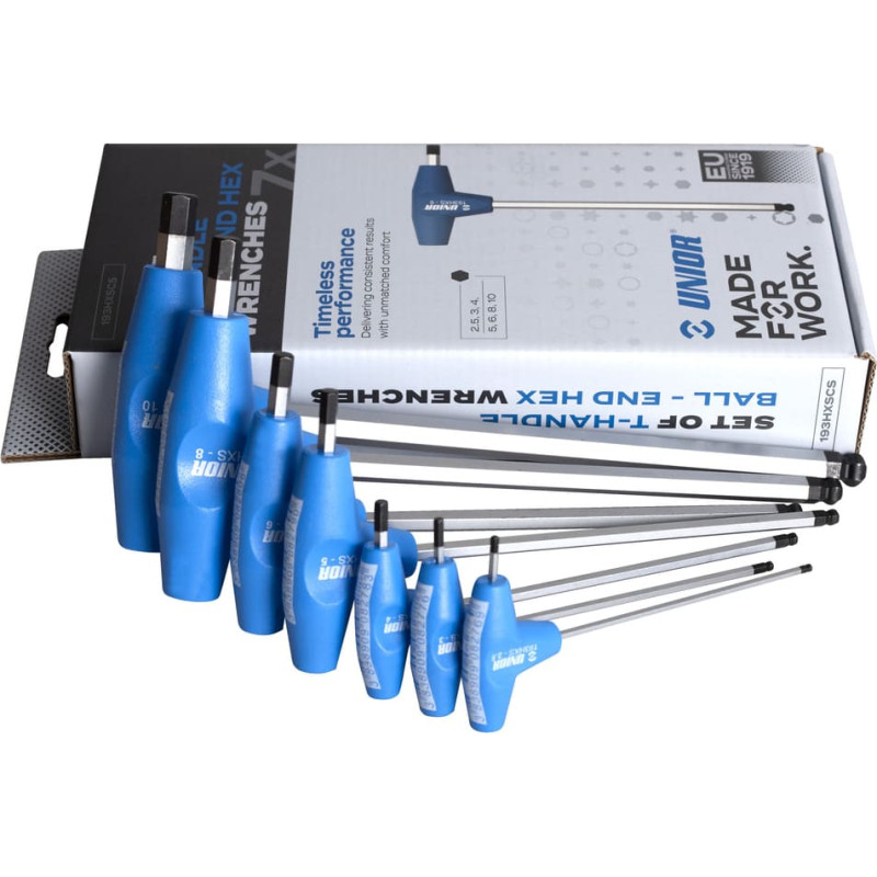 Unior 193HXSCS Komplekts T-handle ball - end L-veida seškantatslēga kartona kastē S2.5 - S10/7