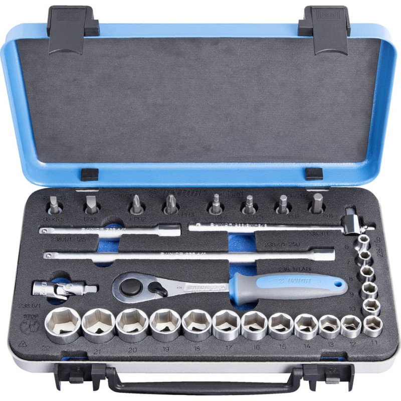 Unior 239C Muciņu komplekts 3/8 metāla kastē /30