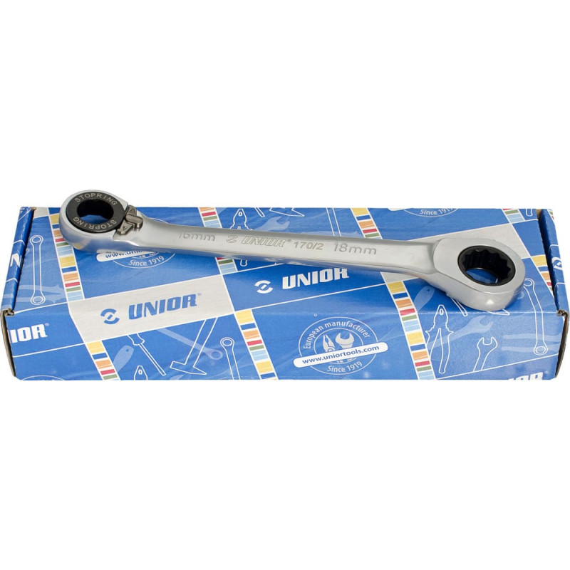 Unior 170/2CB Dubulto gredzenatslēgu ar tirkšķi komplekts kartona kastē 0