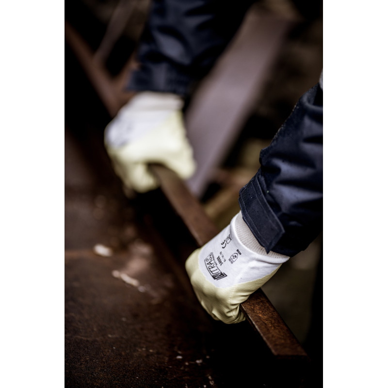 Nitras nitrila cimdi, dzelteni/balti, EN 388, OEKO-TEX