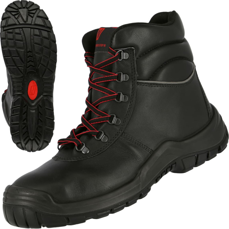 Nitras POWER STEP MID+, S3 CI HI HRO drošības zābaki, augsti, melni, EN ISO 20345, DGUV noteikums 112-191