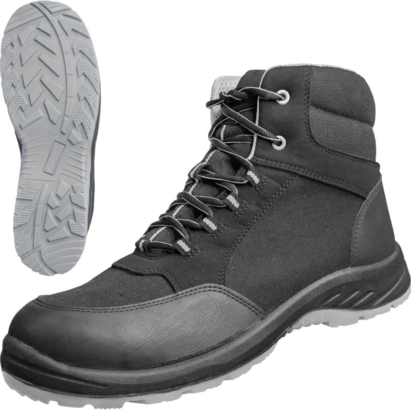 Nitras SOLID STEP MID, drošības zābaki, S3S CI FO, izturīga tekstila, melna, izturīga PU/PU zole, melna/pelēka (krāsas kods: 1012), EN ISO 20345, EN IEC 61340-4-3, DGUV noteikums 112-191