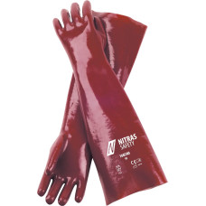 Nitras PVC gloves, natural colour / red, EN 388