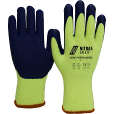 Nitras WINTER BLOCKER, seamless knitted terry cloth, neon yellow / blue, EN 388, EN 511