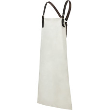 Nitras grain leather apron, light grey