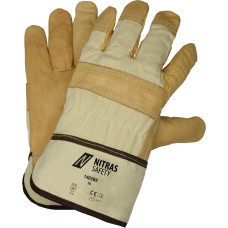 Nitras cow grain leather gloves, natural colour / brown, EN 388