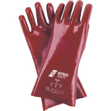 Nitras chemical protective gloves, natural colour / red,  EN 388, EN ISO 374