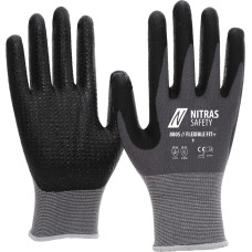 Nitras FLEXIBLE FIT+, knitted gloves, grey / black, EN 388, EN 407, OEKO-TEX