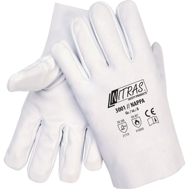 Nitras NAPPA, nappa leather gloves, grey, EN 388, EN 407