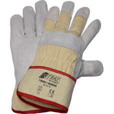 Nitras MERKUR, cow grain leather gloves, natural colour / grey, EN 388