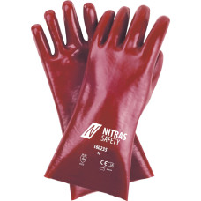 Nitras PVC gloves, natural colour / red, EN 388