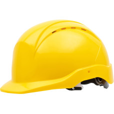 Nitras HEAD PROTECT, industrial safety helmet, shell made of HDPE, yellow,  interior made of LDPE / textile, black / grey, EN 397