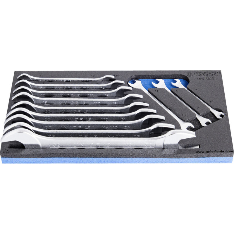 Unior Set of open end wrenches in SOS tool tray