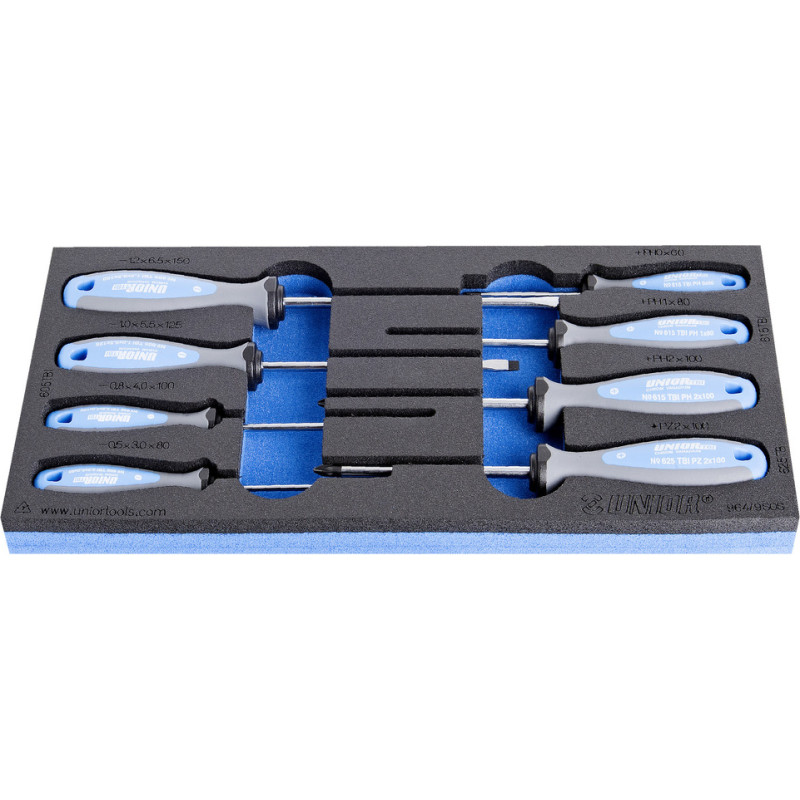 Unior Set of TBI screwdrivers in SOS tool tray