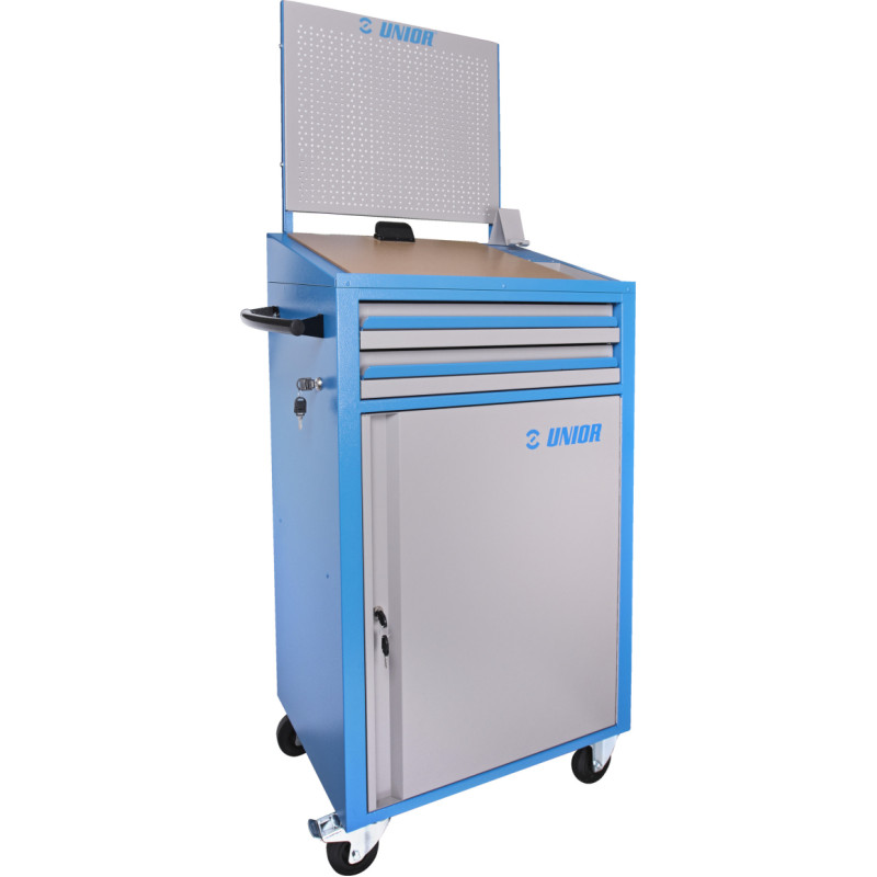 Unior Mobile control trolley with tool rack wall and door