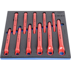 Unior Set of insulated offset ring wrenches in SOS tool tray